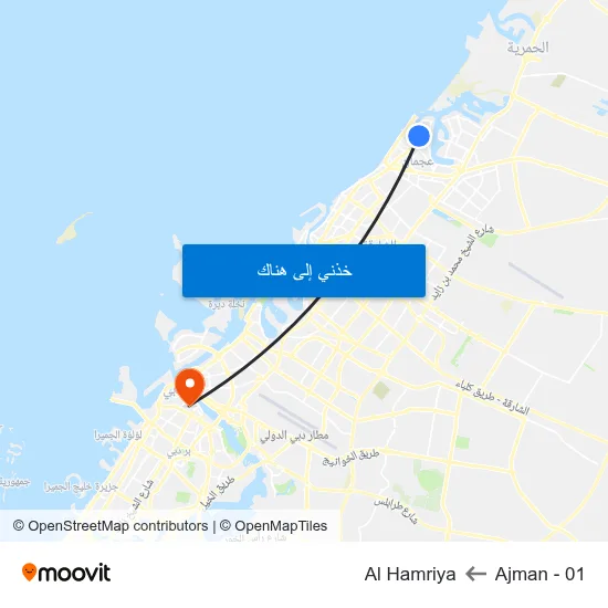 Ajman - 01 to Al Hamriya map
