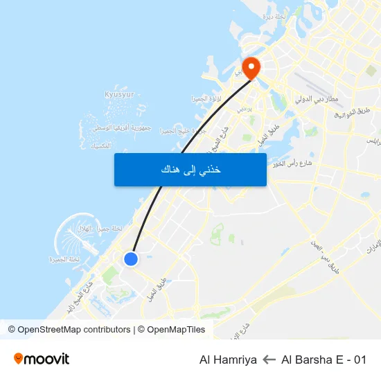 Al Barsha E - 01 to Al Hamriya map