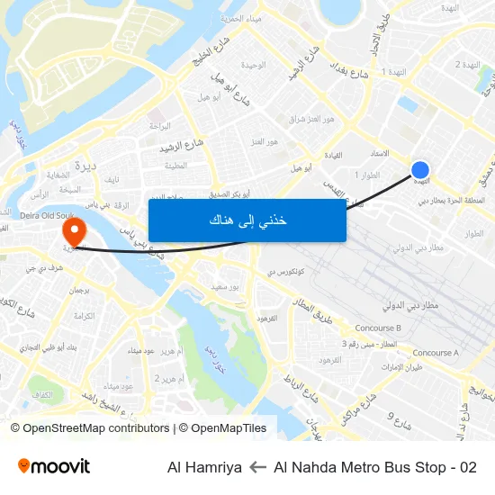 Al Nahda Metro Bus Stop - 02 to Al Hamriya map