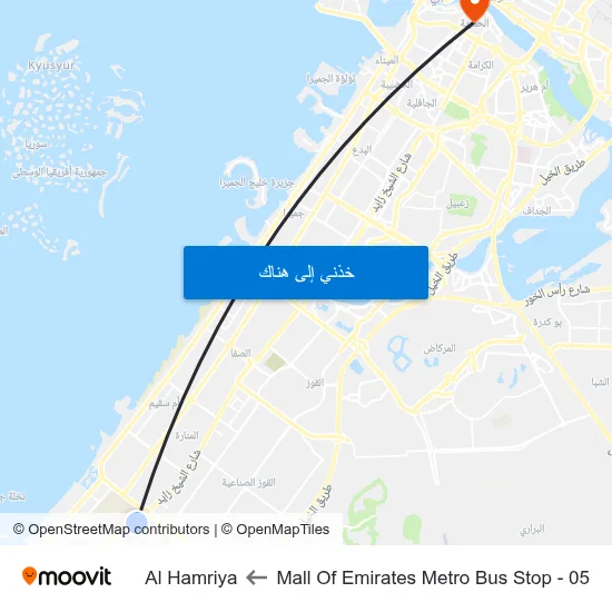 Mall Of  Emirates Metro Bus Stop - 05 to Al Hamriya map