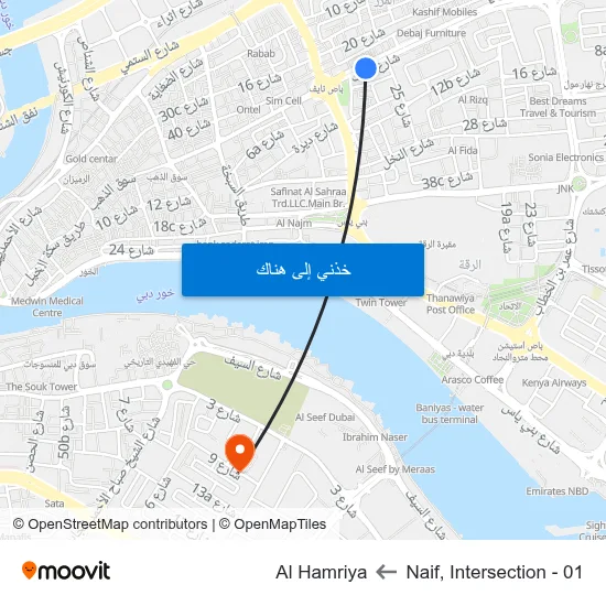 Naif, Intersection - 01 to Al Hamriya map