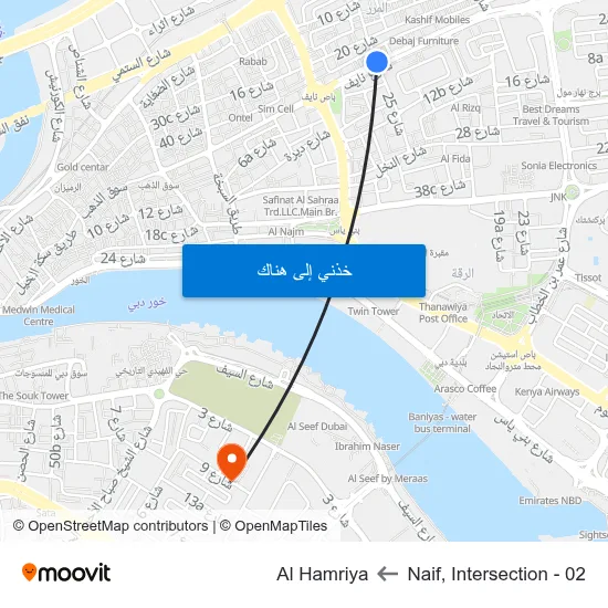 Naif, Intersection - 02 to Al Hamriya map