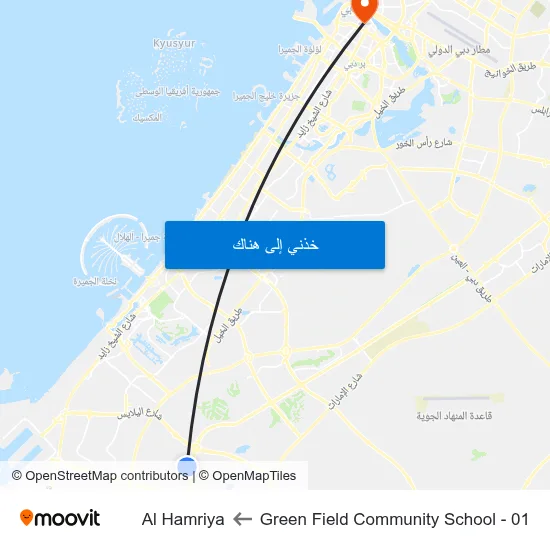 Green Field Community School - 01 to Al Hamriya map