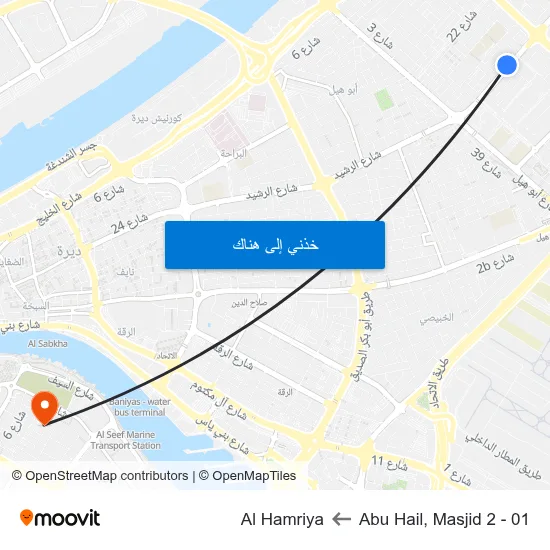 Abu Hail, Masjid 2 - 01 to Al Hamriya map