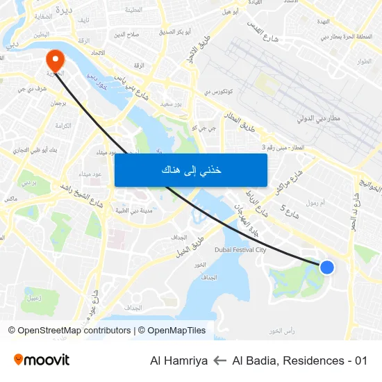 Al Badia, Residences - 01 to Al Hamriya map