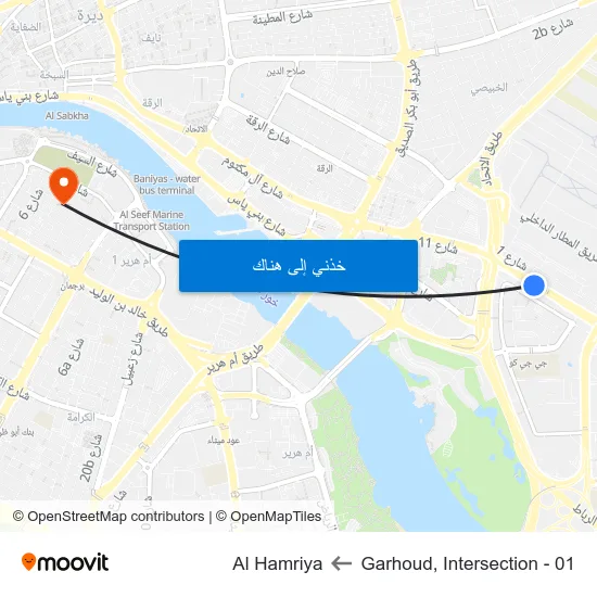 Garhoud, Intersection - 01 to Al Hamriya map