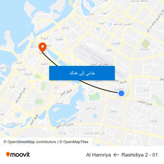 Rashidiya 2 - 01 to Al Hamriya map