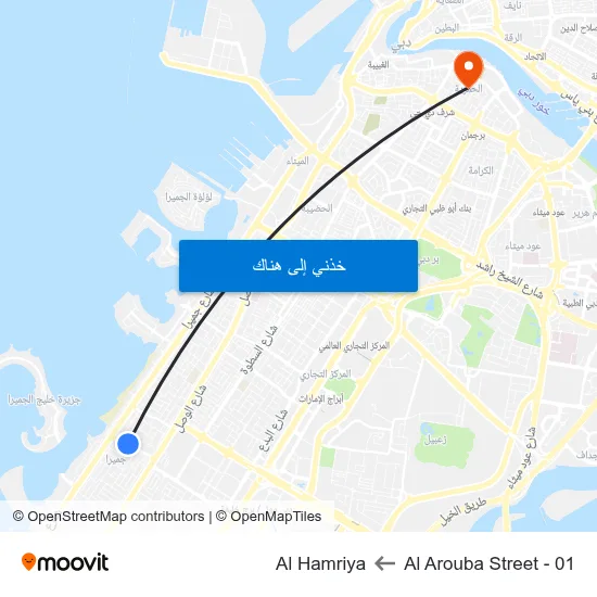 Al Arouba Street - 01 to Al Hamriya map