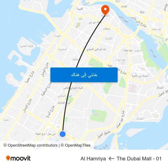 The Dubai Mall - 01 to Al Hamriya map