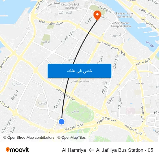 Al Jafiliya Bus Station - 05 to Al Hamriya map