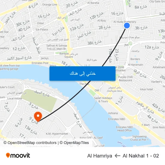 Al Nakhal 1 - 02 to Al Hamriya map