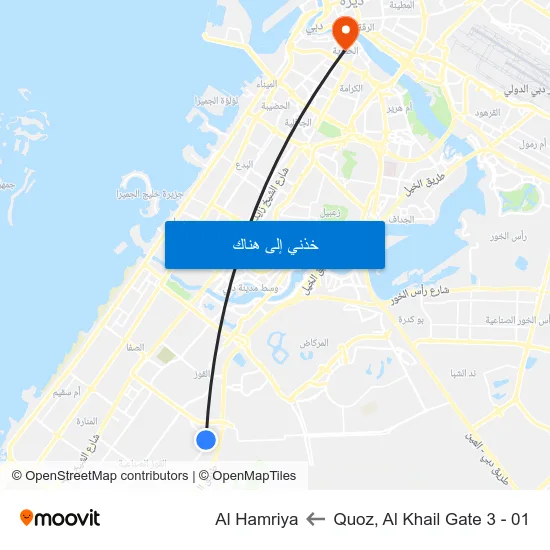 Quoz, Al Khail Gate 3 - 01 to Al Hamriya map