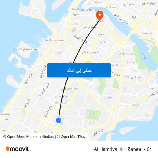 Zabeel - 01 to Al Hamriya map