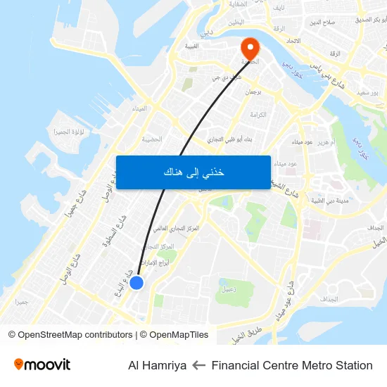 Financial Centre Metro Station to Al Hamriya map