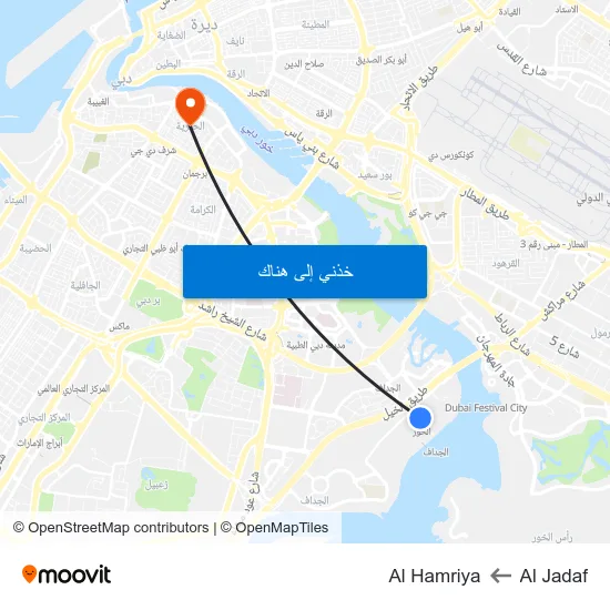 Al Jadaf to Al Hamriya map
