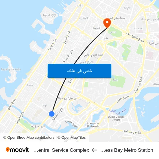 Business Bay Metro Station to Dha Central Service Complex map
