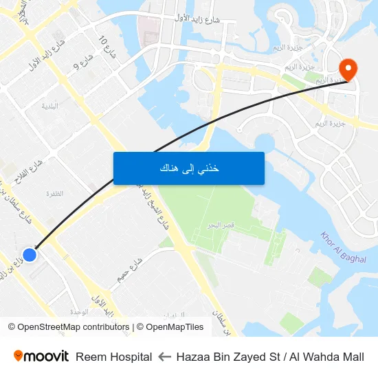 Hazaa Bin Zayed St / Al Wahda Mall to Reem Hospital map