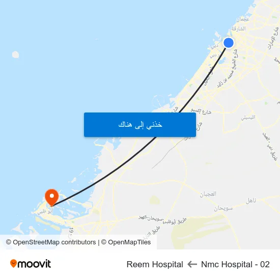 Nmc Hospital - 02 to Reem Hospital map