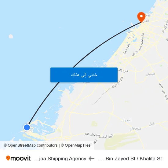 Sultan Bin Zayed St / Khalifa St to Al Sajaa Shipping Agency map