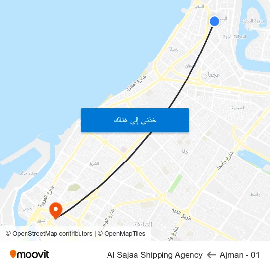 Ajman - 01 to Al Sajaa Shipping Agency map