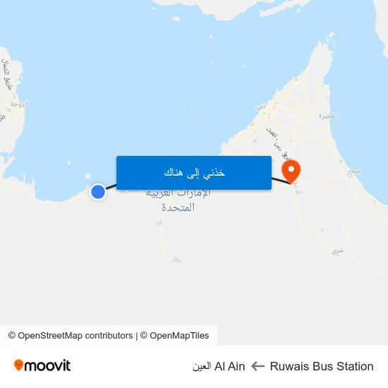 Ruwais Bus Station to Al Ain العين map