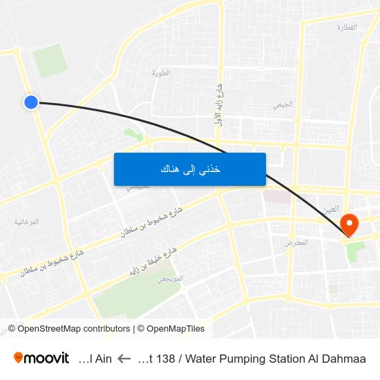 Hazza Bin Sultan St 138 / Water Pumping Station Al Dahmaa to Al Ain العين map