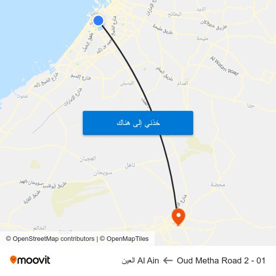 Oud Metha Road 2 - 01 to Al Ain العين map