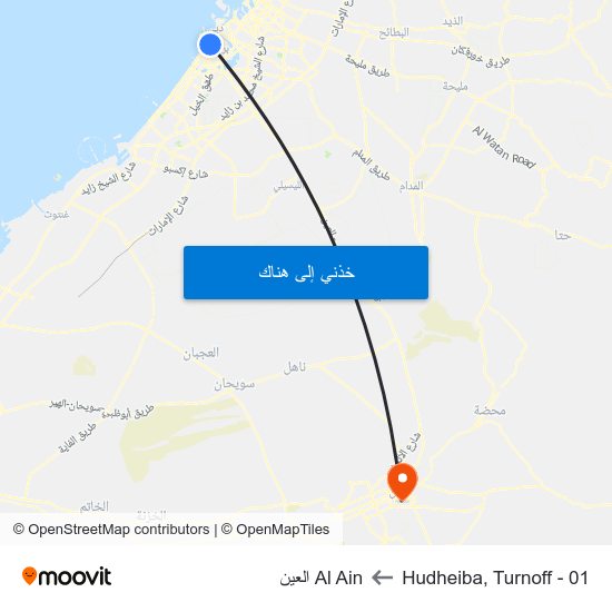 Hudheiba, Turnoff - 01 to Al Ain العين map