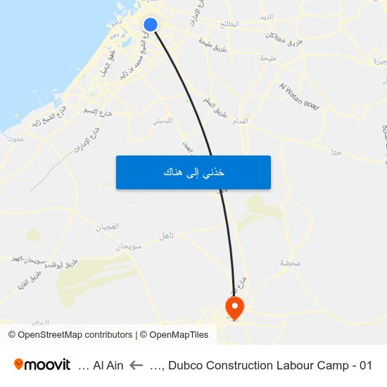 Qusais, Dubco Construction Labour Camp - 01 to Al Ain العين map