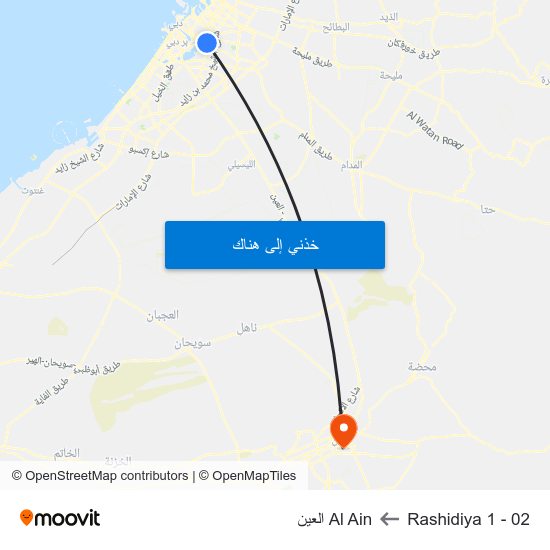 Rashidiya 1 - 02 to Al Ain العين map