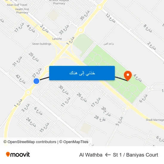 St 1 / Baniyas Court to Al Wathba map