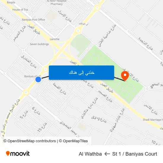 St 1 / Baniyas Court to Al Wathba map