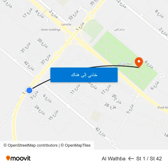 St 1 / St 42 to Al Wathba map