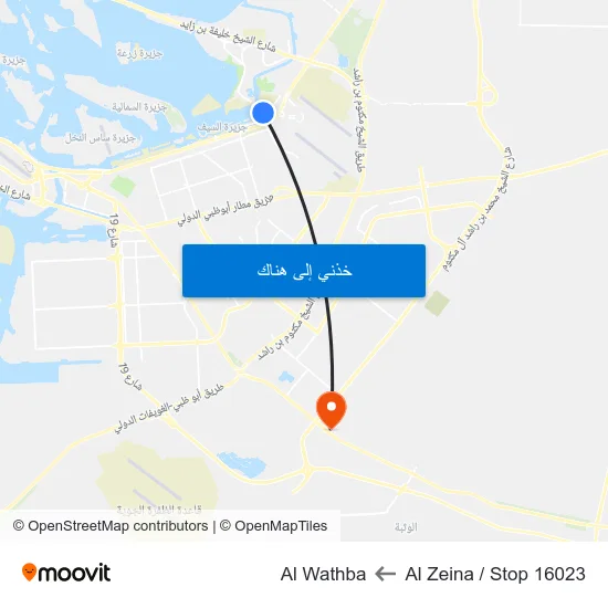 Al Zeina / Stop 16023 to Al Wathba map