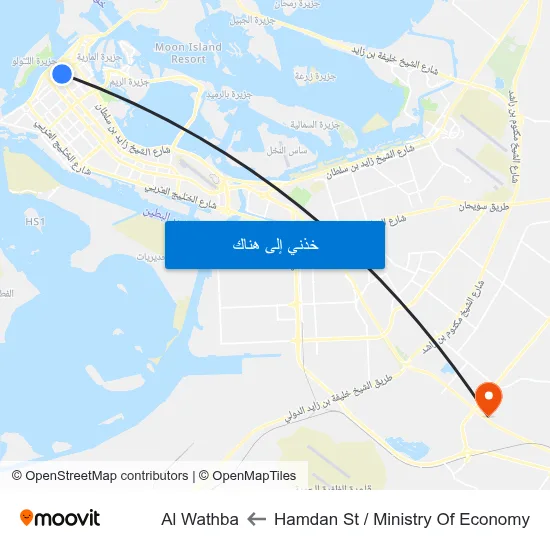 Hamdan St / Ministry Of Economy to Al Wathba map