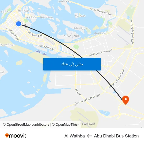 Abu Dhabi Bus Station to Al Wathba map