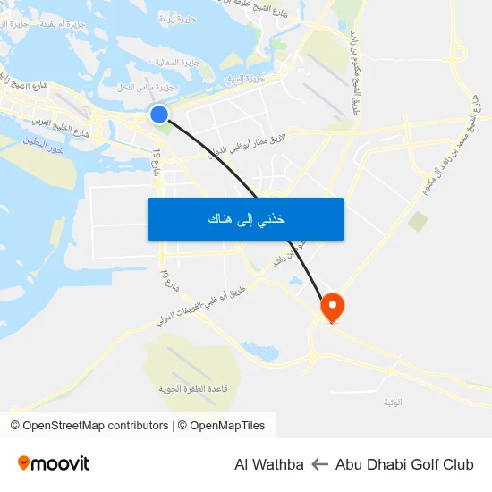 Abu Dhabi Golf Club to Al Wathba map