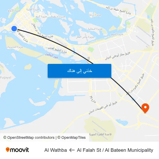 Al Falah St / Al Bateen Municipality to Al Wathba map