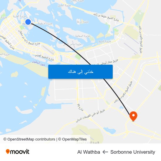 Sorbonne University to Al Wathba map