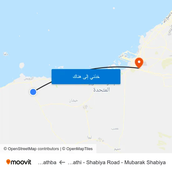 Ghayathi -  Shabiya Road  -  Mubarak Shabiya to Al Wathba map