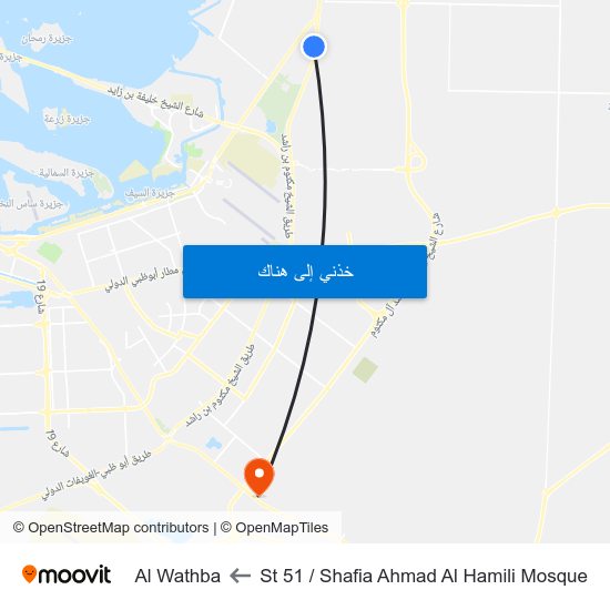 St 51 / Shafia Ahmad Al Hamili Mosque to Al Wathba map