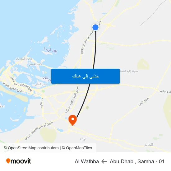 Abu Dhabi, Samha - 01 to Al Wathba map