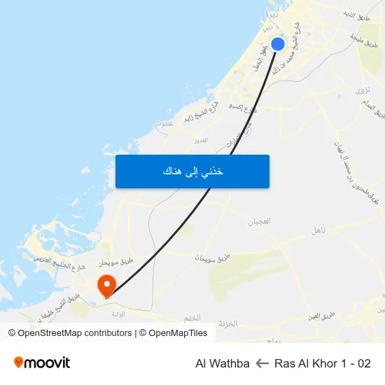 Ras Al Khor 1 - 02 to Al Wathba map