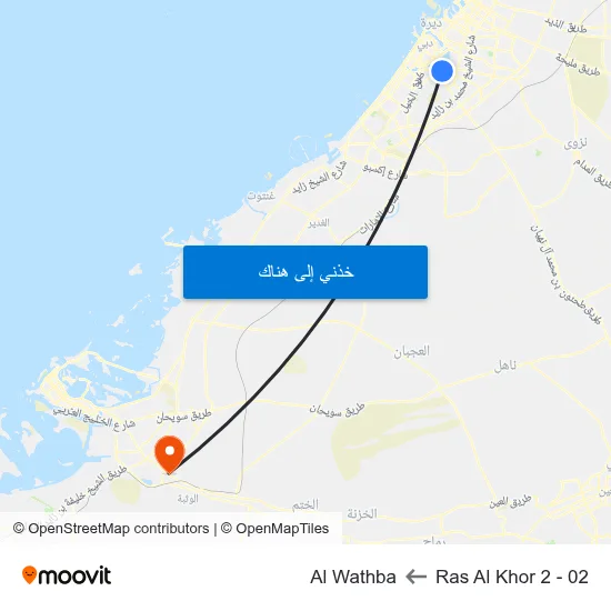Ras Al Khor 2 - 02 to Al Wathba map