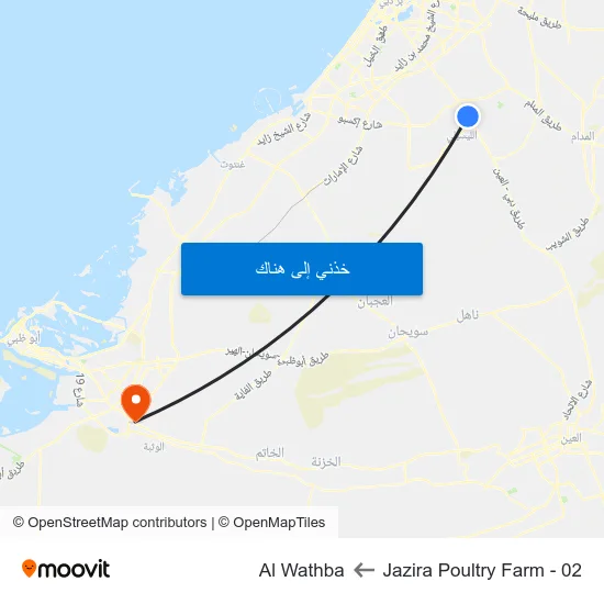 Jazira Poultry Farm - 02 to Al Wathba map