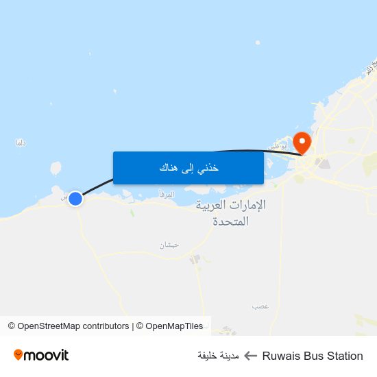 Ruwais Bus Station to مدينة خليفة map