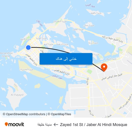 Zayed 1st St / Jaber Al Hindi Mosque to مدينة خليفة map