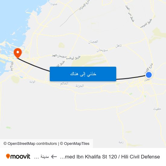 Mohammed Ibn Khalifa St 120 / Hili Civil Defense to مدينة خليفة map