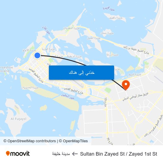 Sultan Bin Zayed St / Zayed 1st St to مدينة خليفة map