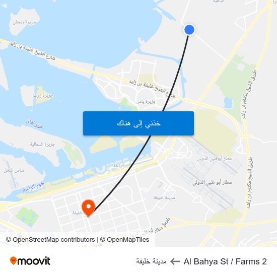 Al Bahya St / Farms 2 to مدينة خليفة map